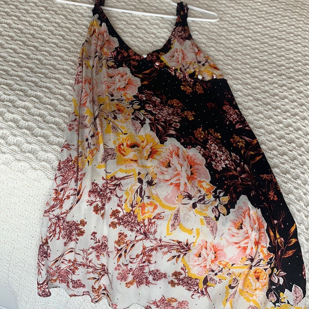 FREE PEOPLE - S light floral vneck, scoop sundress